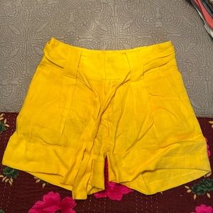 Zara Yellow Linen Shorts